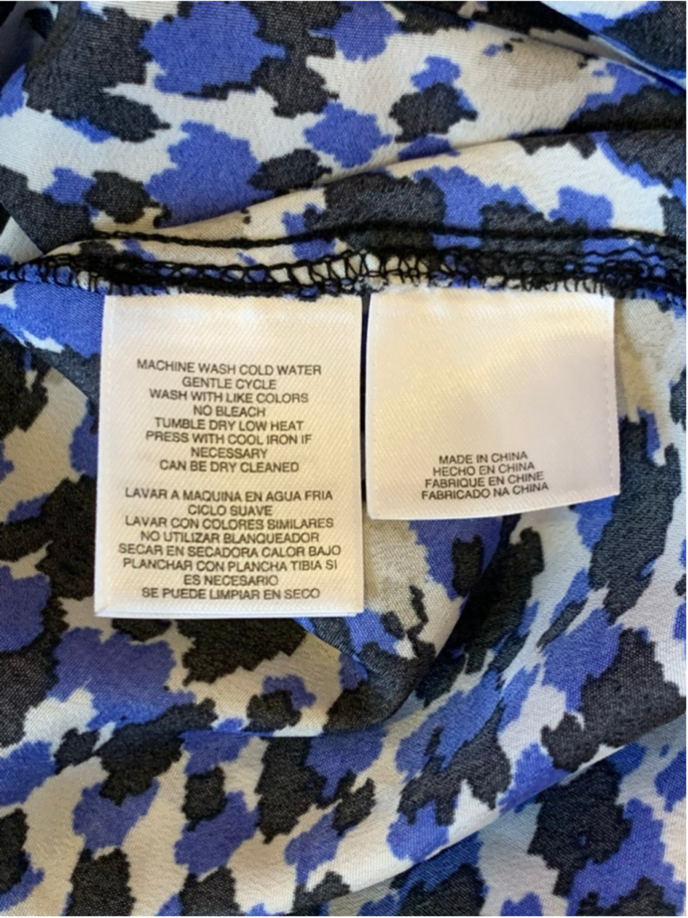 Black Label by Evan-Picone Top Large Blue, White, Black Pattern Sleeveless - Picture 3 of 9